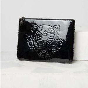 Kenzo patent leather black clutch wallet